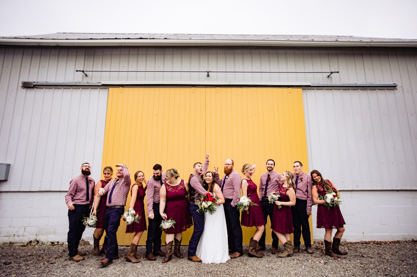 Wedding at Jorgensen Farms - yellow barn doors