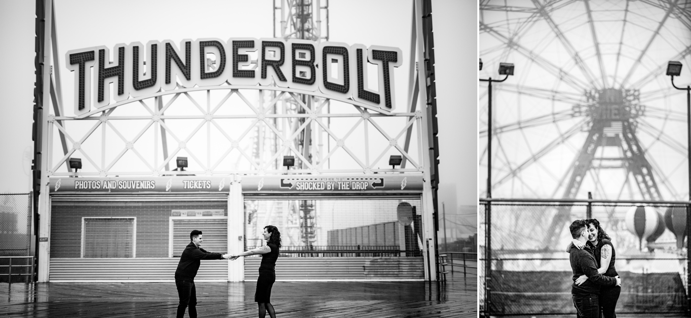 New York City engagement photos - Thunderbolt at Coney Island