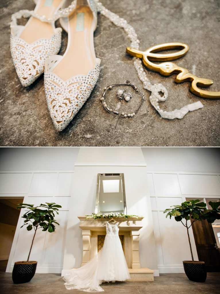 bride's dress and accessories for a wedding at The Estate at New Albany