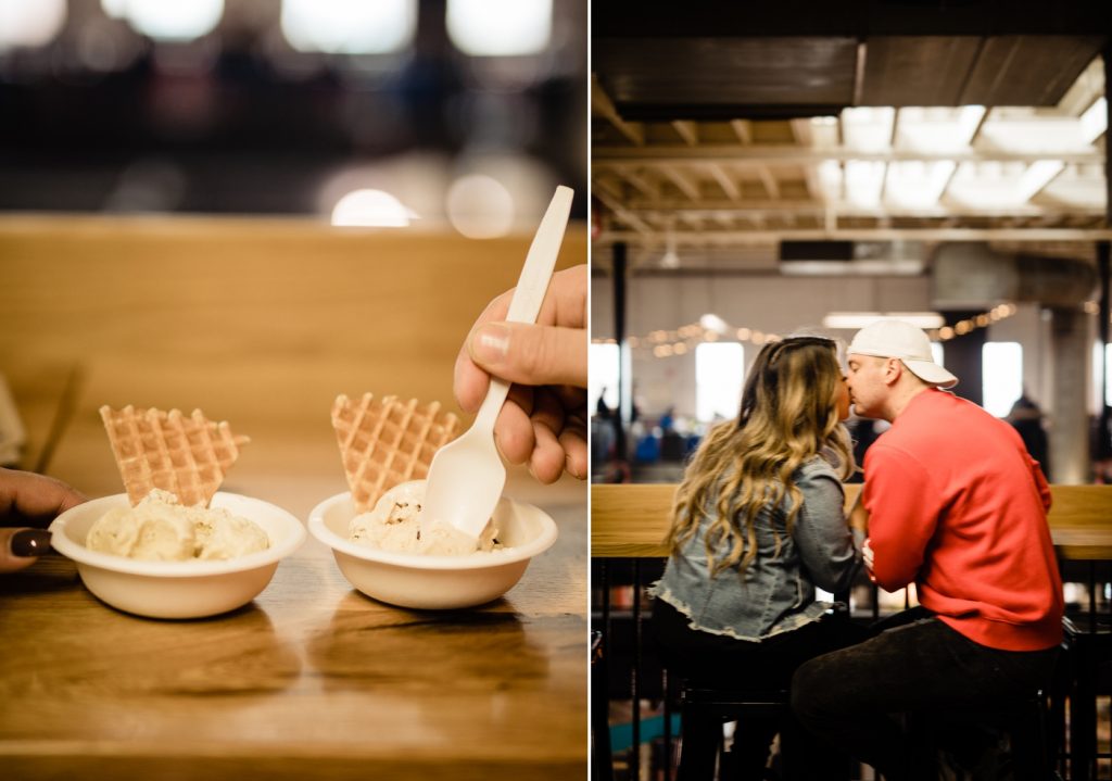 a couple eating Jeni's ice cream at North Market