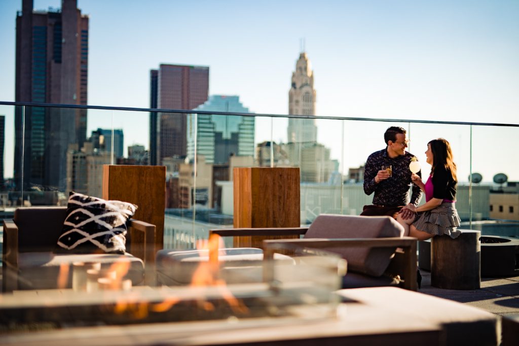 rooftop bar during Goodale Station engagement photos