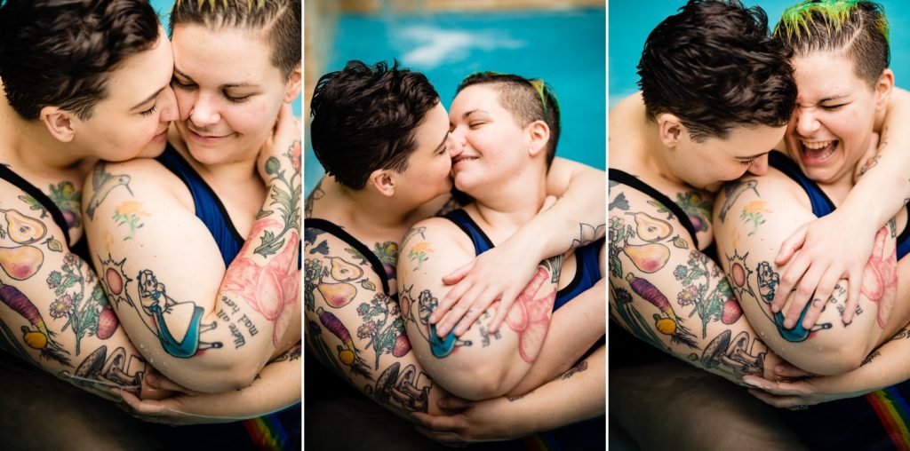passionate cuddles between a lgbtq couple during their Puerto Rico photos