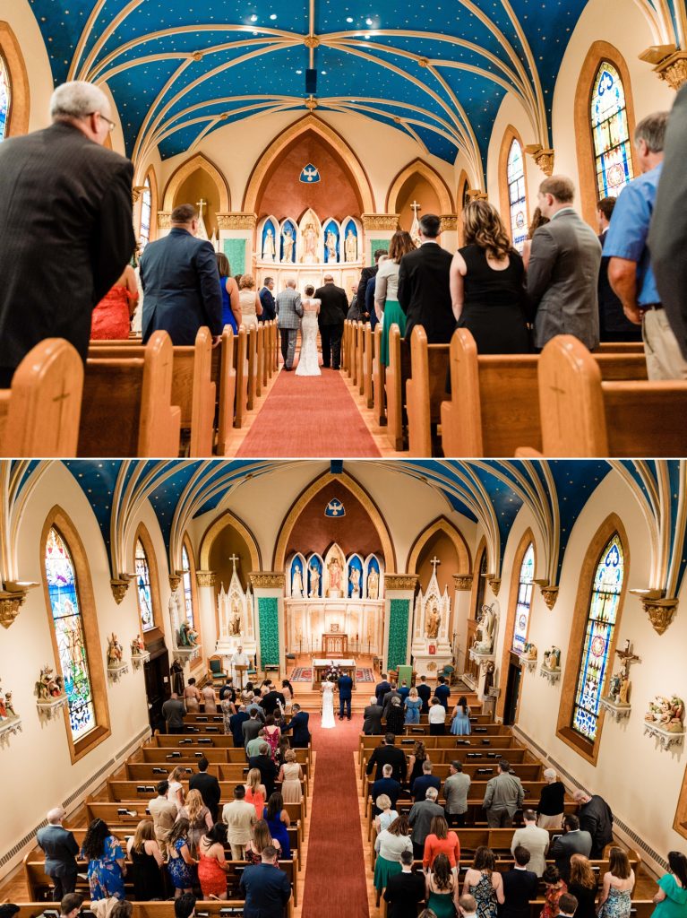 a wedding ceremony at St. John the Baptist