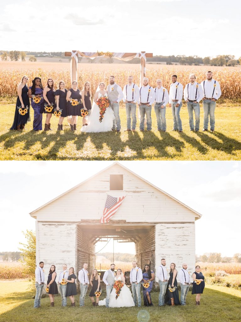 wedding party photos at a Wren Farm wedding