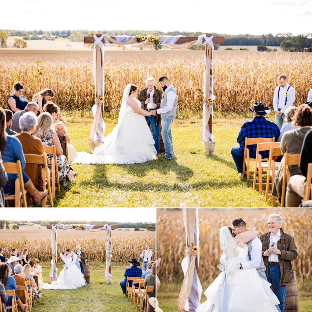 an outdoor wedding ceremony at a Wren Farm wedding