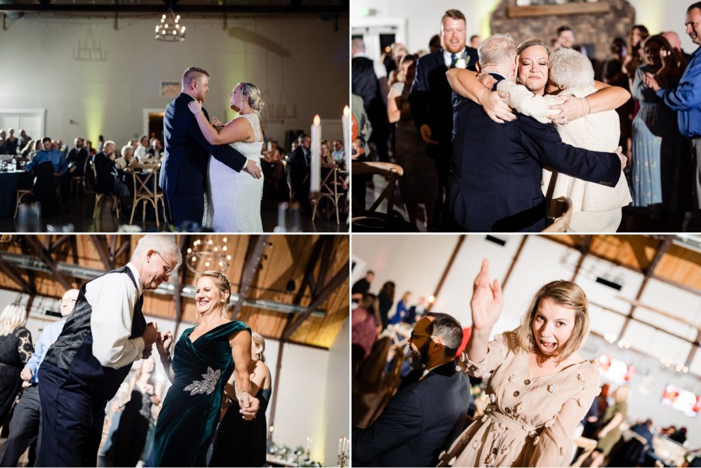 a fun dance floor at a wedding at Four Seasons Barn