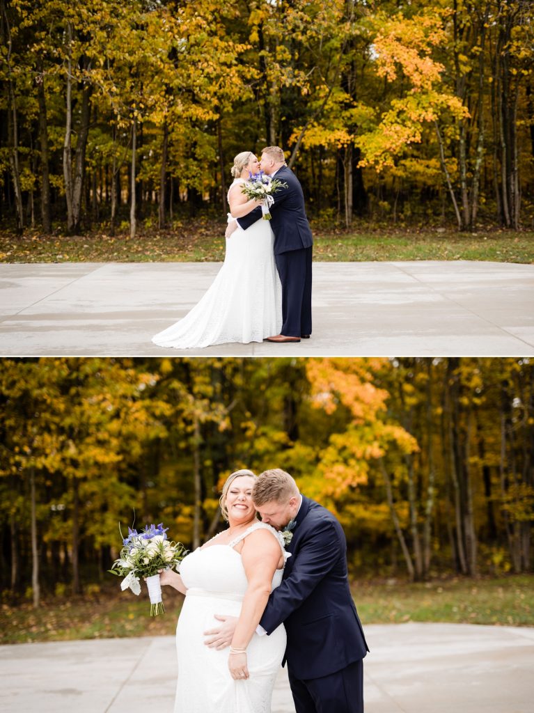 a couple kisses before their wedding at Four Seasons Barn