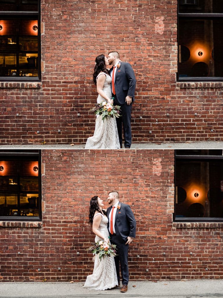 a couple poses for photos after their wedding at The Fig Room