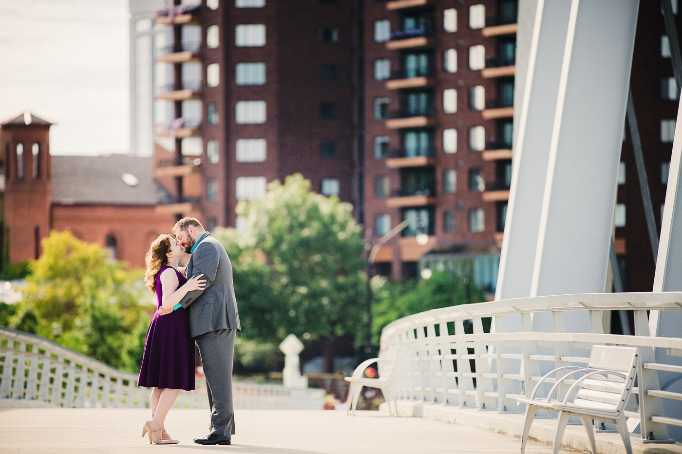 downtown Columbus engagement session - Colleen & Kyle at Main Street Bridge