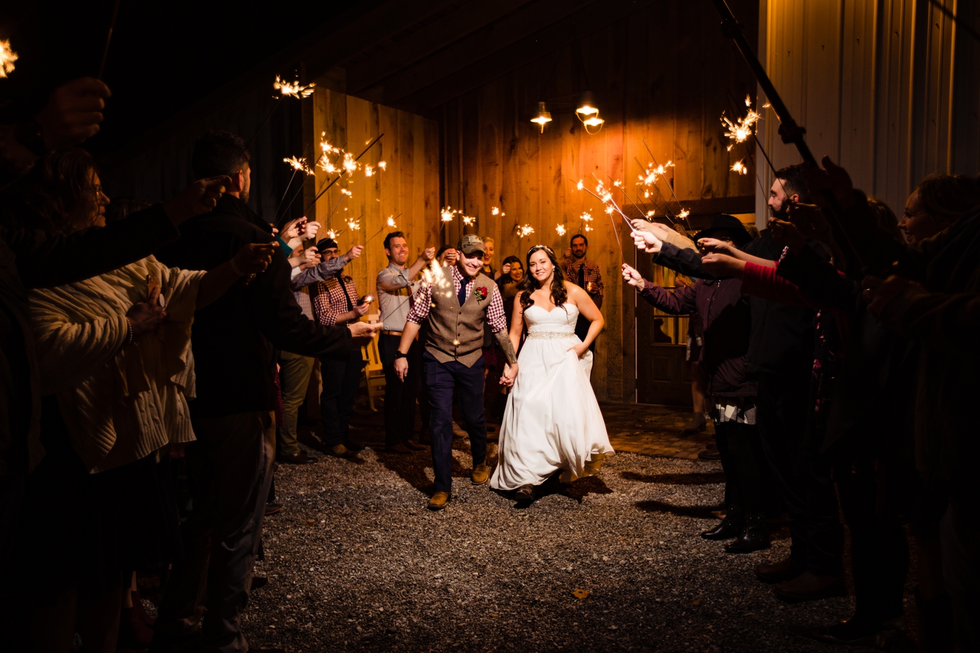 Wedding at Jorgensen Farms - sparkler exit