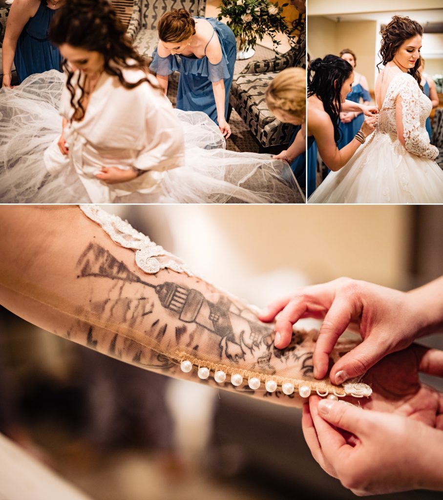 La Navona Wedding - bride getting ready in color