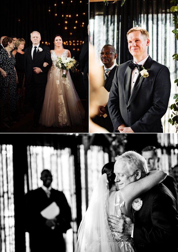 Caitlin and Jason High Line Car House Wedding - bride entering ceremony