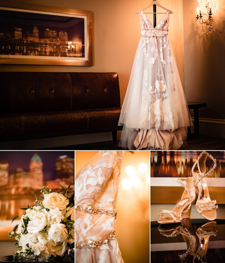 Caitlin and Jason High Line Car House Wedding - wedding dress and bridal details