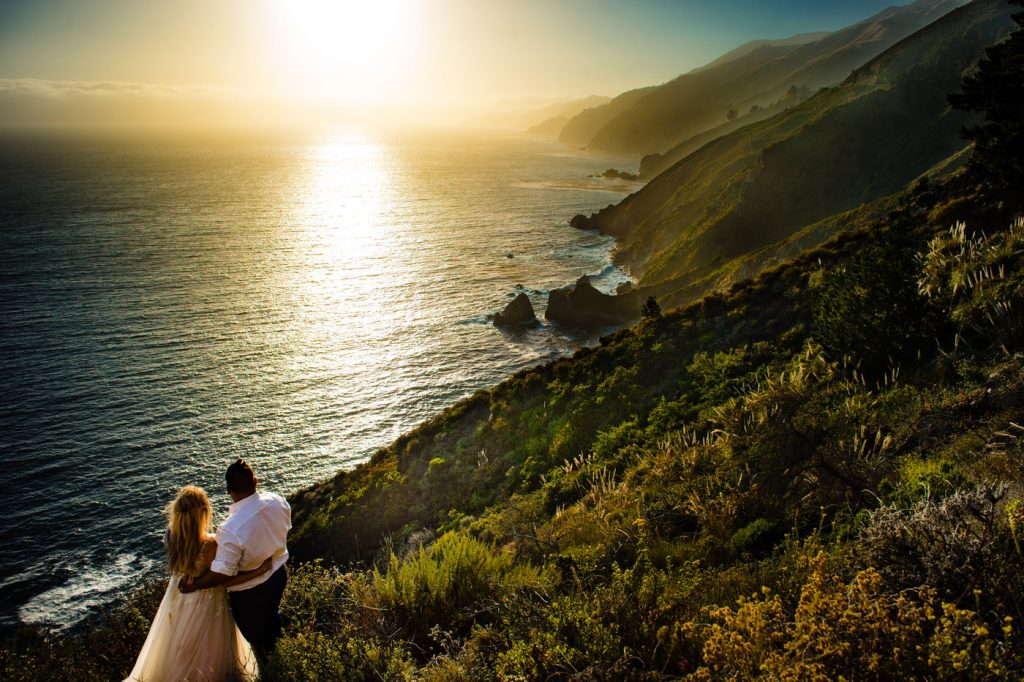 a bride and groom on the Big Sur, California coast - how to celebrate your would-be wedding day