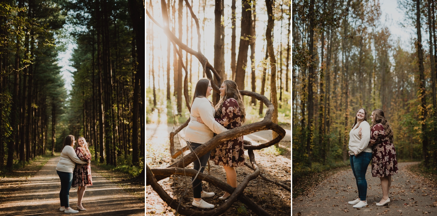 engagement photos at Walnut Woods Tall Pines area